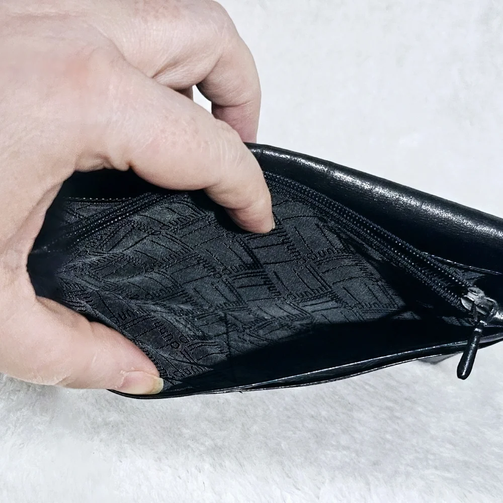 Dunhill Vintage Mens Black Leather Long Coat Wallet